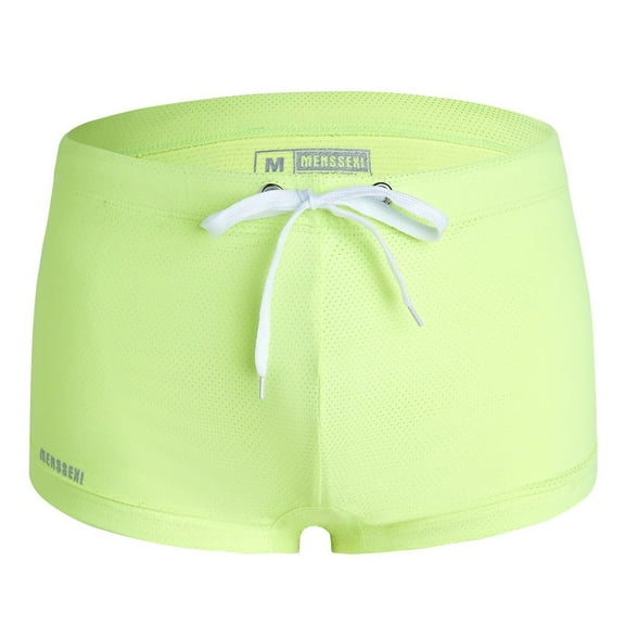 Men Swimwear Boxers Low Rise Swim Boxer Briefs Mens Swimming Trunks Beach Shorts Male Surffing Swimsuit Bathing Suits Beachwear Fluorescent Green