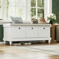 thumbnail image 2 of Nmkwnr Storage Ottoman with Cushion and 3 Drawers, Classic Storage Bench for Living Room, Entryway, Hallways, White, 2 of 10