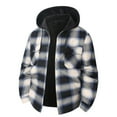 thumbnail image 5 of Long Sleeve Shirt for Men Fleece Lined Hoodie Plaid Button Down Shirt Jacket with Pockets for Winter Casual Outdoor Wear Mens Shacket, 5 of 7