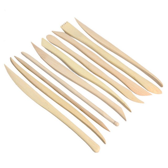 Escultura de arcilla de madera (10 piezas) Herramientas de cerámica/arcilla polimérica - Herramientas de cerámica de dos puntas para ahuecar, moldear, repujar, esculpir, alisar 50*150 mm TUNC Sencillez