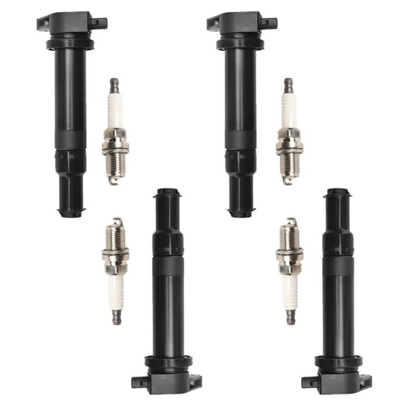 4 Ignition Coils and 4 Iridium Spark Plugs Compatible with 2006-11 Hyundai Accent Kia Rio Rio5 Replacement for UF499