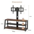 thumbnail image 5 of JUWANGSHANG 45.6" Wooden Floor TV Stand with Swivel Mount for 32-65 Inch Large LCD/LED TVs, Height Adjustable Tall TV Stand Mount with Three Layers of Shelves, Black, 5 of 10