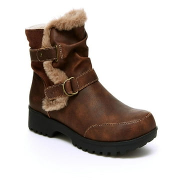 ZODIAC Womens Brown Cushioned Goring Buckle Accent Lug Sole Georgia Round Toe Block Heel Zip-Up Leather Riding Boot M