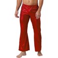 thumbnail image 2 of Alvivi Mens Shiny Metallic 60S 70S Disco Party Flared Long Pants Mid Waist Bell Bottom Clubwear Red M, 2 of 6