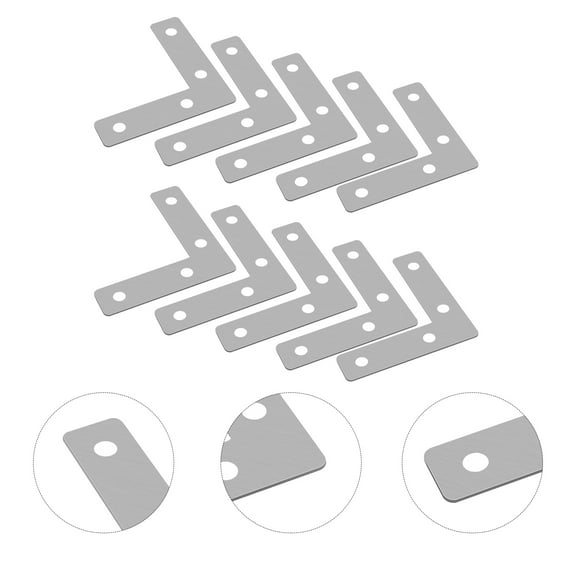 KONTONTY 10Pcs Easy to Use L-Shape Metal Braces for Construction and Repair Work