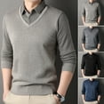 thumbnail image 2 of Men Sweater Fake Two-piece Shirt And Sweater Slicing Formal Business Style Turn-down Collar Long Sleeves Striped Office Autumn Spring Top, 2 of 7