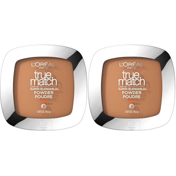 Base de maquillaje en polvo L'Oreal Paris True Match N7 de profundidad media, 10 ml x 2