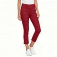 thumbnail image 4 of HongQid Women's Cropped Pants Elastic Waist Rolled Hem High Waisted Casual Work Petite Capri Trousers with Pockets, 4 of 7