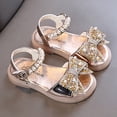 thumbnail image 2 of NOKIO Girls' Sparkly Princess Sandals Kids Princess Dressy Sandals Girls' Strappy Wedge Sandals Popular Summer Comfortable Shiny Soft Bottom Bow Princess Children Sandals, 2 of 4