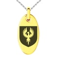 thumbnail image 1 of Stainless Steel Phoenix Resurrection Coat of Arms Shield Engraved Small Oval Charm Pendant Necklace, 1 of 1