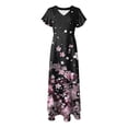 thumbnail image 7 of vigerkar Sun Dresses for Women 2025 Vacation V Neck Flowy Boho Floral Maxi Dress Summer Casual Short Sleeve Swing Dress Pink, S, 7 of 7