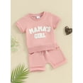 thumbnail image 3 of vera natura Toddler Girl Summer Outfit Fuzzy Letter Embroidery Short Sleeve T-Shirts Tops and Shorts 2Pcs Clothes Set, 3 of 9