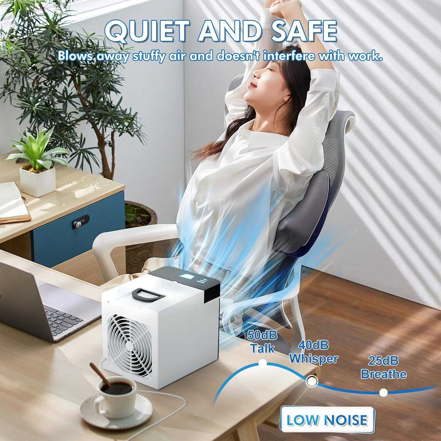 Portable Air Conditioner Fan, 3-Speed Mini Evaporative Water Cooler with Anti-Leak Design, Personal Desktop AC Unit for Home, Office, Bedroom, and Camping Tent