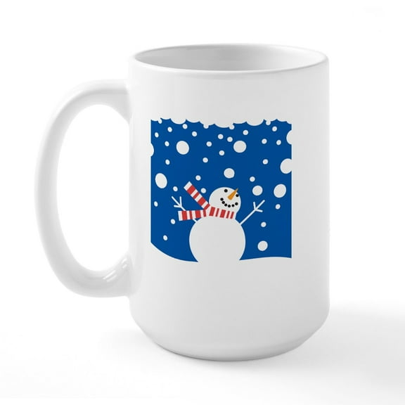 CafePress - Holiday Snowman Large Mug - 15 oz Ceramic Large White Novelty Mug