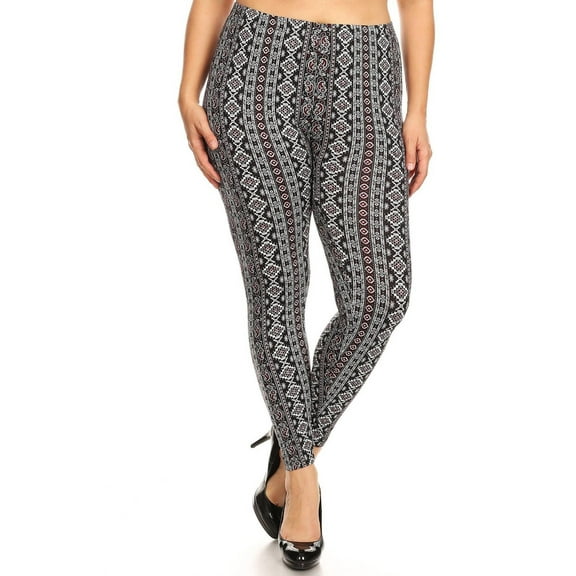 Buttery Smooth Vertical Paisley Brocade Leggings - Plus Size - 1XL 2XL 3XL Burgundy 3XL/4XL