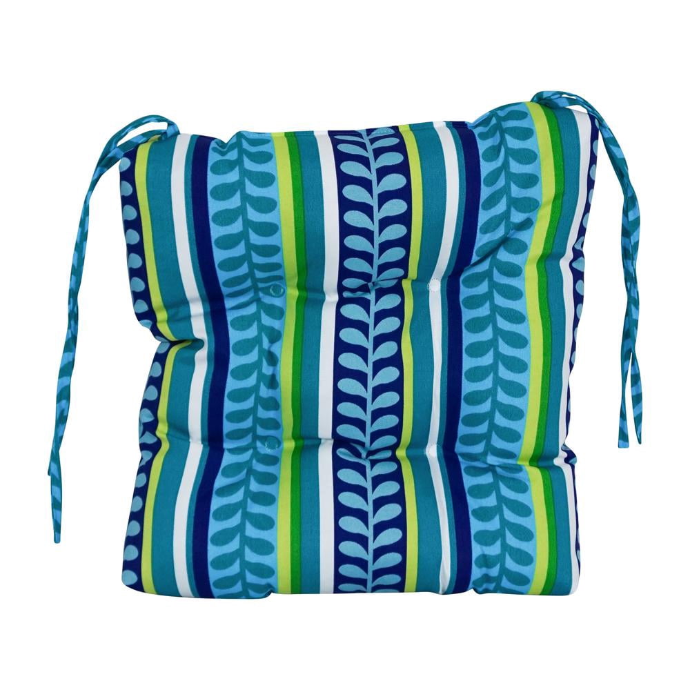 Blazing Needles 16-inch Square Tufted Outdoor Chair Cushion, 16 x 16, Pike Azure 6 Count