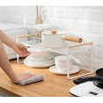 thumbnail image 2 of Kitchen Rack, Spice Rack, Made of Iron and Wooden Handle, Suitable for Home and Kitchen Storage, White (35 x 21 x 20), 2 of 5