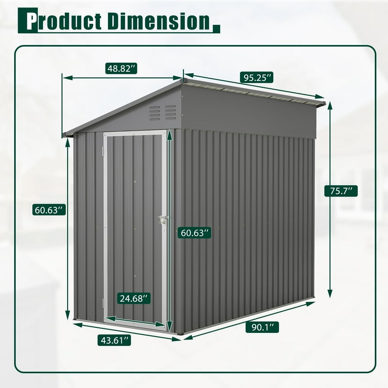 Seizeen 6x4FT Outdoor Storage Shed, Lockable Garden Tool Cabinet
