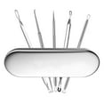 thumbnail image 3 of Blackhead Remover, Acne Treatment, Pimple Popper, Face Skin Care Kit, Professional Comedone Blemish, Zit, Whitehead Scar Extractor, 5 Piece Surgical Grade Stainless Steel Tools & Travel Case, Silver, 3 of 7