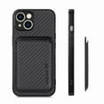 thumbnail image 2 of For Iphone 15 Carbon Fiber Leather Card Magsafe Phone Case(Black), 2 of 8