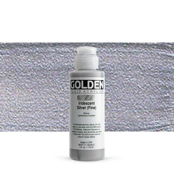 Golden Fluid Acrylic Paint, 4 oz, Iridescent Silver (Fine)