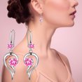 thumbnail image 3 of YUEHAO accessories Earrings Fashion Earrings Stainless Steel Round Earrings Women Creative Earrings Diamond Dangling Earrings For Women Pink, 3 of 5