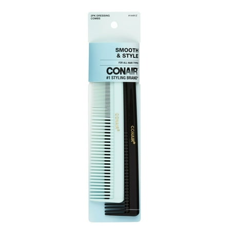 Conair Smooth & Style All-Purpose Combs for Everyday Use, Colors Vary, 2 Ct