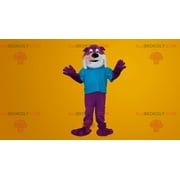 Purple and white bulldog dog mascot