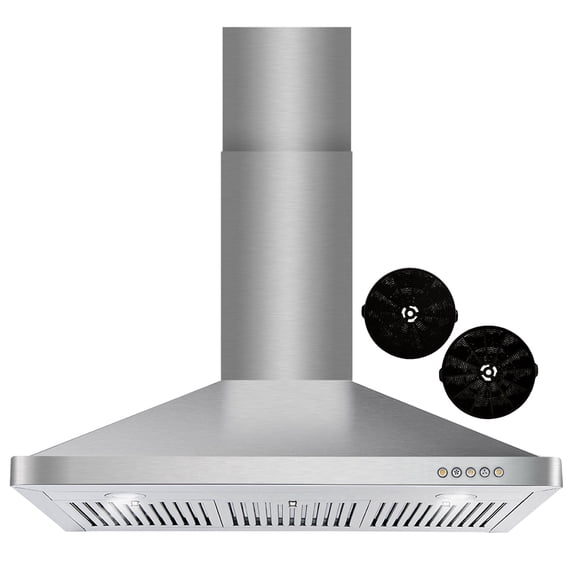 Cosmo 36 in. Ductless Wall Mount Range Hood in Stainless Steel with LED Lighting, Permanent Filters and Carbon Filter Kit