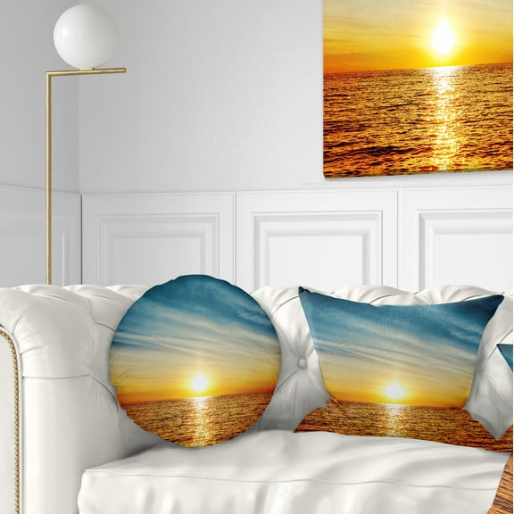 Designart 12" x 20" Blue Polyester Throw Pillow