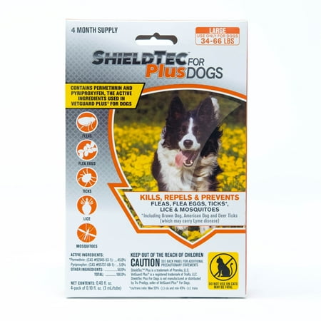 ShieldTec Plus Flea, Tick, and Mosquito prevention for Large Dogs, 34-66 lbs. 4 months