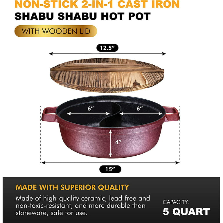 Electric Griddle Skillet Shabu Shabu Hot Pot Nonstick Cooking Frying Pan 2  Flavor Wok Fast Rapid Heat (Divided) - Yahoo Shopping