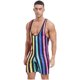 thumbnail image 5 of Traje de baño para hombre, camiseta de lucha libre a rayas, mono ajustado, monos de culturismo, monos de Fitness, Boxer ajustado, pantalones cortos moldeadores, 5 of 5