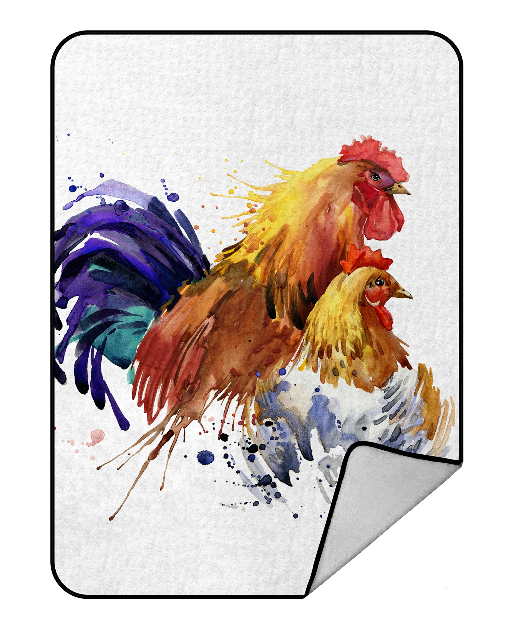ECZJNT rooster chicken splash Throw Blanket Fleece Blankets Plush