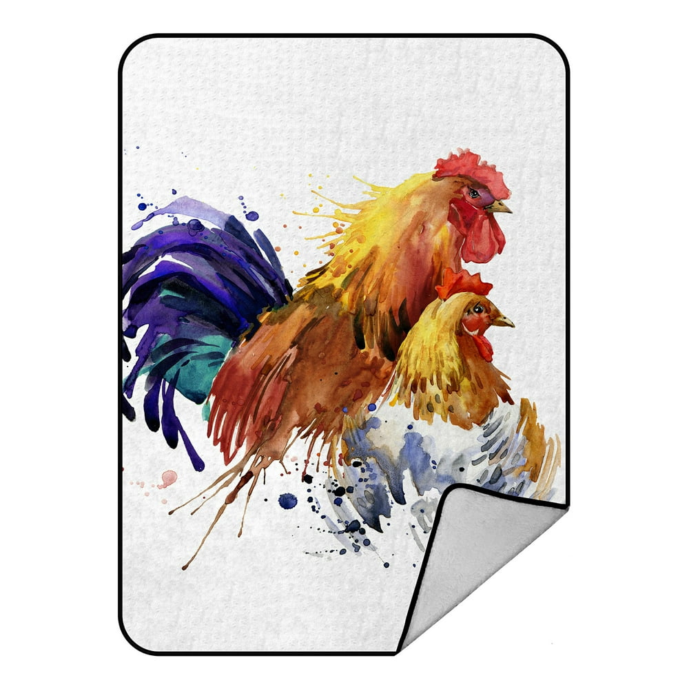 ECZJNT rooster chicken splash Throw Blanket Fleece Blankets Plush