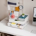 thumbnail image 2 of Organizador de escritorio Marbrasse de malla de 3 niveles con cajón blanco, 2 of 6