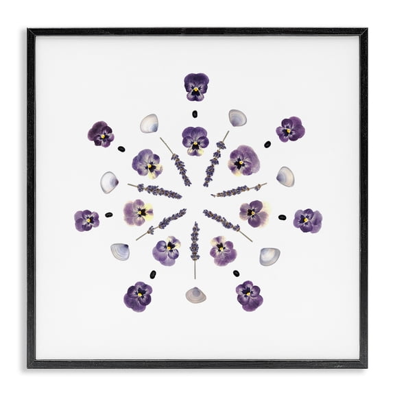 Stupell Industries Pansies & Lavender Symmetry Black Framed Giclee Art, design by Beth Adoette