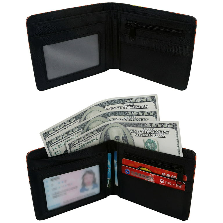 Roffatide Anime Naruto Akatsuki Red Cloud Wallets for Men Faux Leather Slim  Wallet Short Bi-Fold Wallet with ID Window Orange 