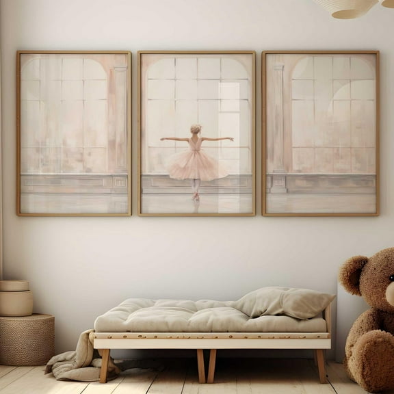 Luvia Ballet Nursery Decor, Ballerinaballet Poster, Set Of 3, Vintage Ballerina Print, Girly Pinkgirl, Modern Wall Decor Set 3 Prints 8x12 UNFRAMED