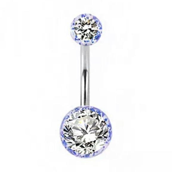 HOOUN 1pc Stainless Steel Belly Button Ring Crystal Ball Navel Body Piercing Jewelry-Blue