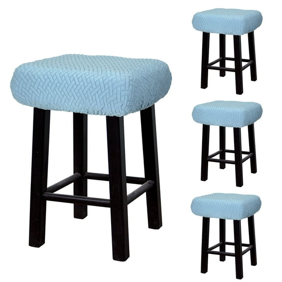 4pcs Stool Covers Rectangle, Bar Stool Covers Saddle Seat Cover for Wooden Bench Chair Blue