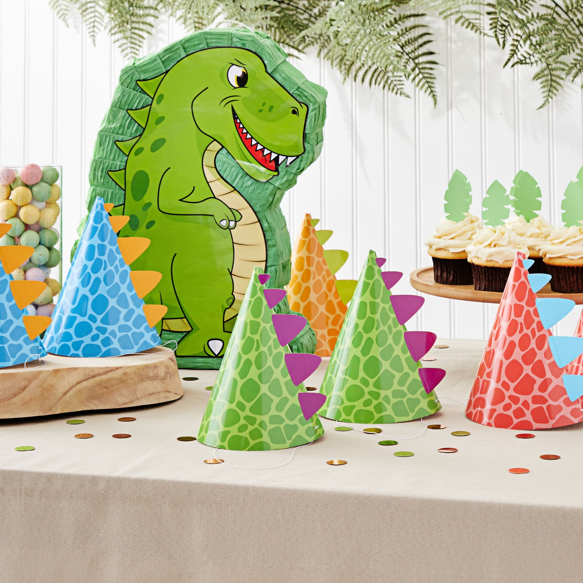 WERNNSAI Pin The Hat on The Dinosaur Game - Dinosaur Party Games for Girls  Dino Poster 20'' x 29'' with 24 PCS Hats Baby Shower Birthday Party