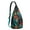 Blue-green-10, variant on Ocean Sunset Sling Backpack - Tropical Palm Trees & Waves Pattern, Durable Anti-Theft Shoulder Bag