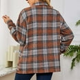 thumbnail image 5 of womens peacoat Women's Oversized Plaid Shacket Jackets Lightweight Button Down Flannel Shirts Casual Long Sleeve Checked Blouse Tops winter coats for women 2023, 5 of 6
