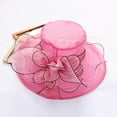 thumbnail image 2 of Yesbay Organza Wide Brim Church Fascinator Lady Tea Party Sun Hat Rose Red, 2 of 8