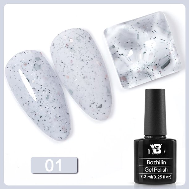 BOZLIN-Gel de purpurina para uñas, esmalte semipermanente para capa superior de uñas, Color rosa y Nude, 7,3 ml