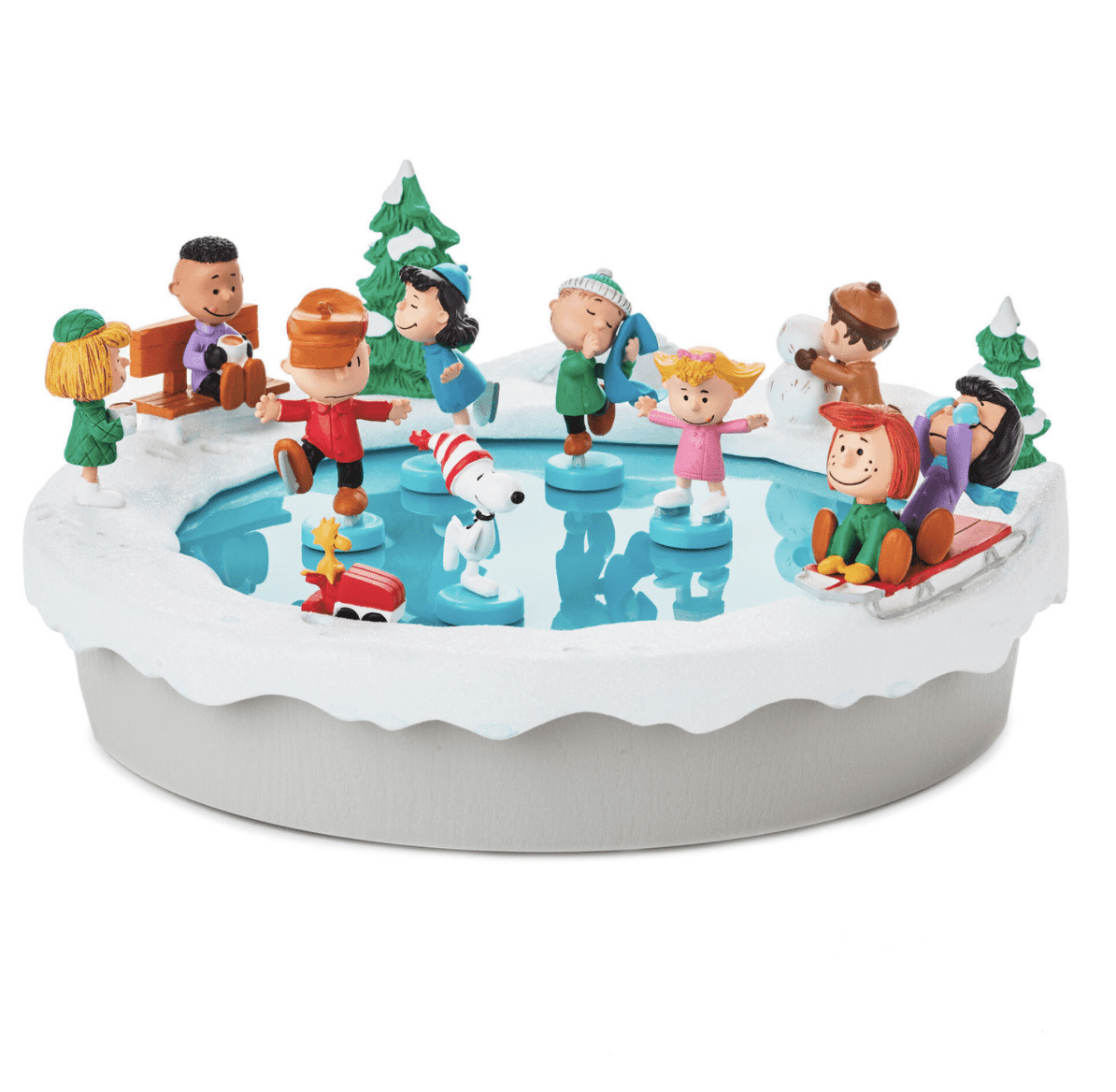 Hallmark Christmas Peanuts Gang Ice Skating Musical Tabletop Figurine