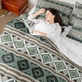 thumbnail image 5 of Feelyou Hippie Tribal Aztec Twin Bedding Sets 7-Piece, Green Retro Abstract Bedding Comforter Set, Teens Adult Women Men Reversible Sheet Sets, Luxury Bedroom Decor, 5 of 9