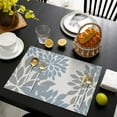 thumbnail image 4 of Blue and Gray Floral Pattern Summer Placemats Table Placemats Set Of 4-Linen Kitchen Washable Placemats Table Mats 11.8"x17.7"Non-Slip Heat Resistant, 4 of 6