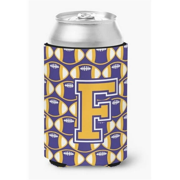 Letter F Football Purple & Gold Can or Bottle Hugger